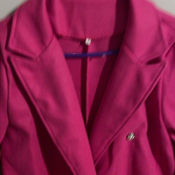 Hot Pink Double Breasted Coat Dress with Decorative Buttons - Picture 5 of 12
